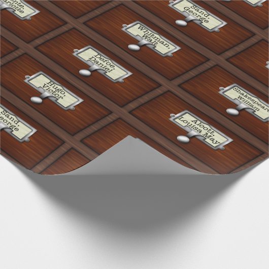 ライブラリヴィンテージ木製カードカタログ引出しリーダー ラッピングペーパー (角)