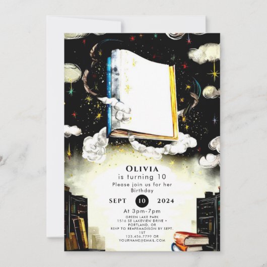 ライブラリー童話カスタムストーリーブック誕生日 招待状 (正面)