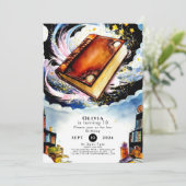 ライブラリー ファン ボヘミアンスタイル 絵本 誕生日 招待状 (スタンド正面)