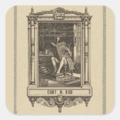 ライブラリ読蔵書票の編集可能ヴィンテージ スクエアシール (正面)