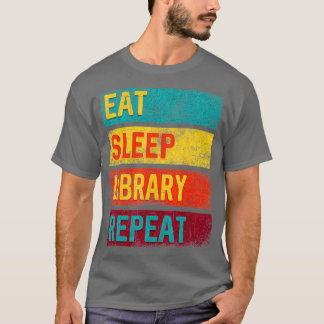 ライブラリ食べギフトSleep Library Repeat Tシャツ