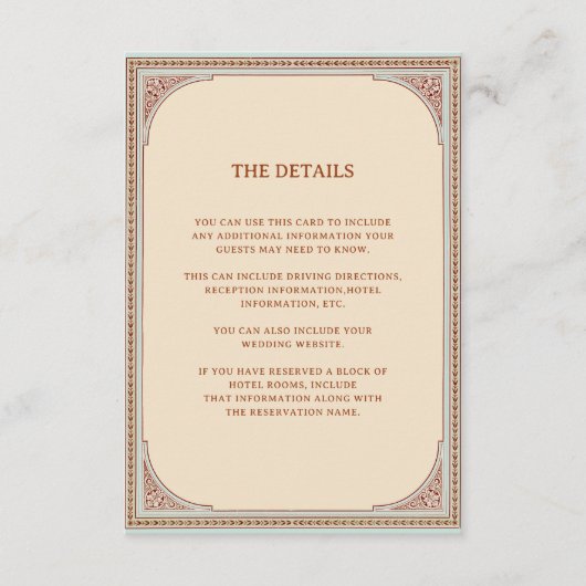 ライブラリ |エレガントヴィンテージフレ結婚ームの詳細 エンクロージャーカード (正面)