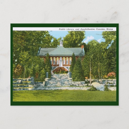 ライブラリ、カムデン、メイン州ヴィンテージ ポストカード (正面)