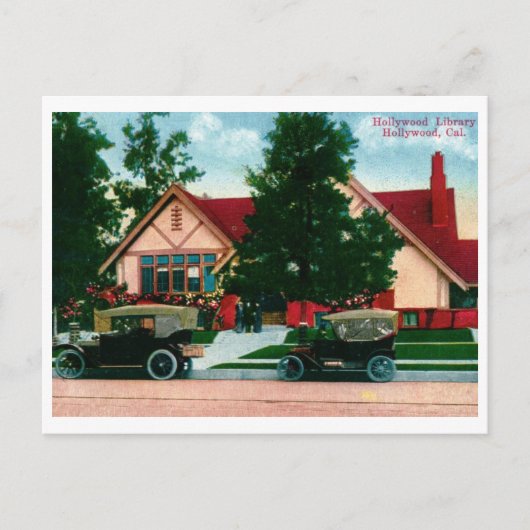 ライブラリ、ハリウッド、CAヴィンテージ ポストカード (正面)