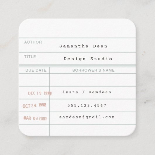ライブラリ、レトロ、ヴィンテージ名刺 スクエア名刺 (正面)