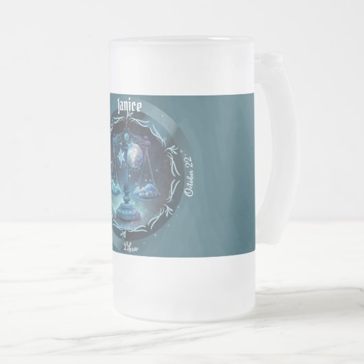 ライブラリ〔占星術の〕十二宮図のカスタマイズ フロストグラスビールジョッキ (正面右)