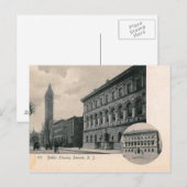 ライブラリ， Newark, NJヴィンテージ ポストカード (正面/裏面)