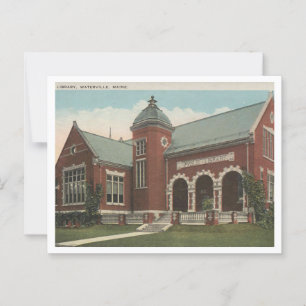 ライブラリ, Waterville Maine, 1920sヴィンテージ インスパイア ポストカード