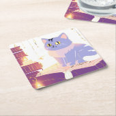 ライブラリcatカフェ スクエアペーパーコースター (アングル)