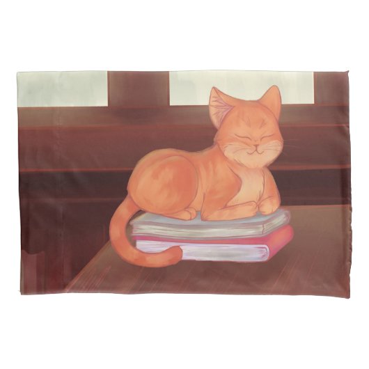 ライブラリCat 枕カバー (正面)