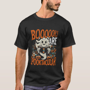 ライブラリHalloweenブックラバーデザイン幽霊とブー Tシャツ