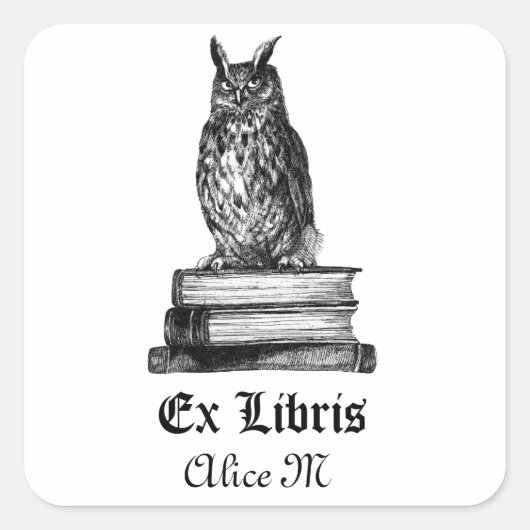 ライブラリOwl ex libris スクエアシール (正面)