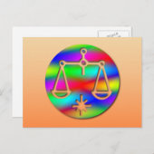 ライブラレインボーはかりで測〔占星術の〕十二宮図スターサイン ポストカード (正面/裏面)