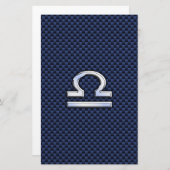 ライブラ〔占星術の〕十二宮図サインオンネイビーブルーカーボンファイバー 便箋 (正面/裏面)