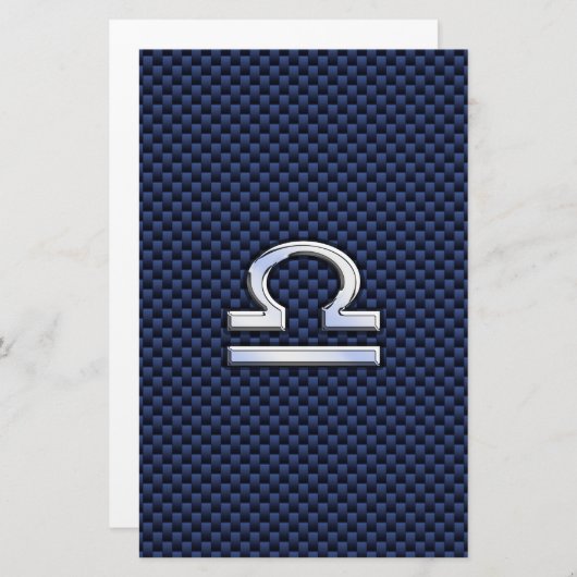 ライブラ〔占星術の〕十二宮図サインオンネイビーブルーカーボンファイバー 便箋 (正面/裏面)