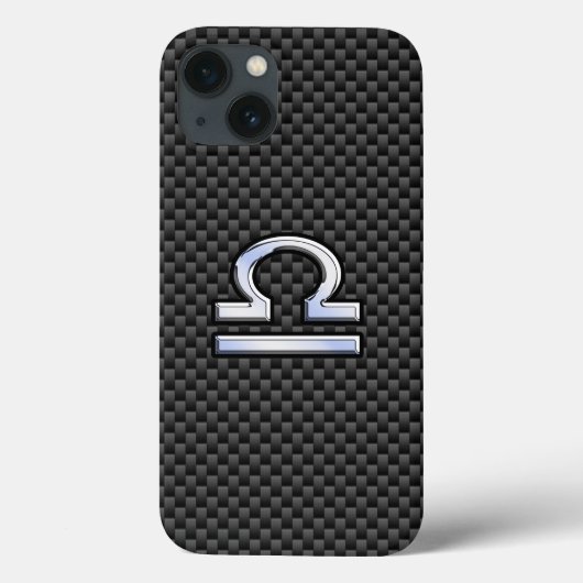 ライブラ〔占星術の〕十二宮図サインオンブラック炭素繊維プリント Case-Mate iPhoneケース (裏面)