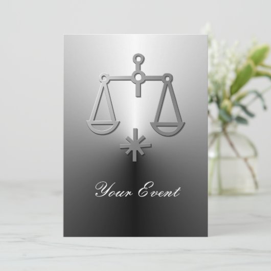 ライブラ〔占星術の〕十二宮図スターサインシルバーパーティー 招待状 (スタンド正面)