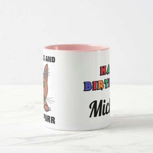 ライブロングアンドポーズパーピンク誕生日 パーソナライズされた マグカップ (中央)