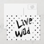 ライブワイルドブラックアンドホワイトタイポグラフィ ポストカード (正面/裏面)