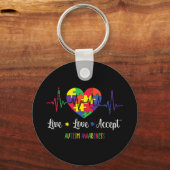 ライブ愛を受け入れる自閉症意識ママ、愛を示す キーホルダー (正面)