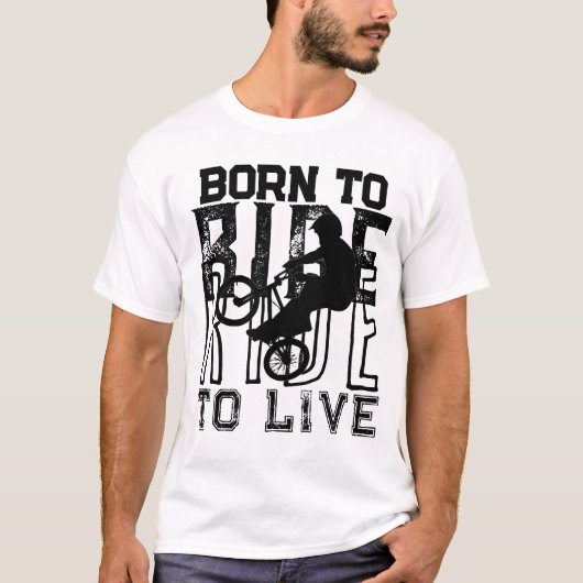 ライブ生まれサイクリングの白に乗るグランジに Tシャツ (正面)