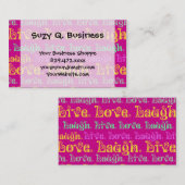 ライブ笑いは励ましの言葉を愛ホットピンク明るい赤紫色 名刺 (正面/裏面)