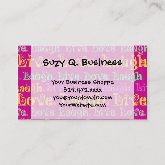 ライブ笑いは励ましの言葉を愛ホットピンク明るい赤紫色 名刺 (正面)