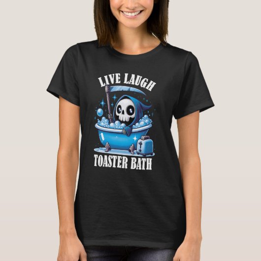 ライブ笑いトースターおもしろいバス皮肉なライブ笑い Tシャツ (正面)