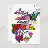 ライブ笑いラブハートタトゥーデザイン ポストカード (正面/裏面)