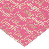 ライブ笑いラブフェイク金ゴールドレタリング深いピンク ショートテーブルランナー (コーナー)