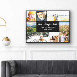 ライブ笑いラブブラックフォトコラージュ キャンバスプリント