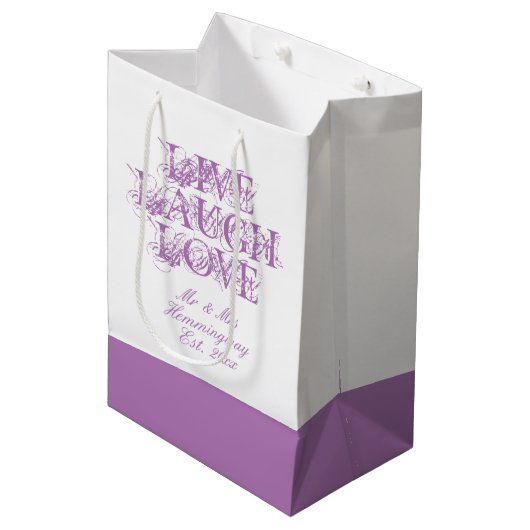 ライブ笑いラブラベンダー結婚のゲスト抱き枕 ミディアムペーパーバッグ (正面アングル)