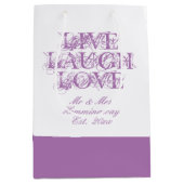 ライブ笑いラブラベンダー結婚のゲスト抱き枕 ミディアムペーパーバッグ (正面)