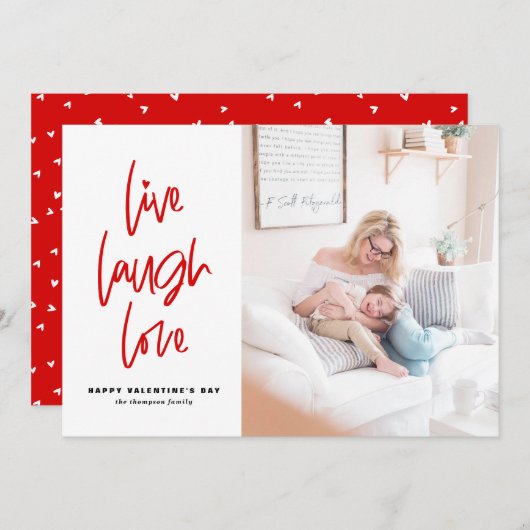 ライブ笑いラブレタリングホワイトバレンタインデー シーズンカード (正面/裏面)
