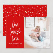 ライブ笑いラブレタリング赤バレンタインデー シーズンカード (正面/裏面)