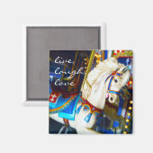 ライブ笑いラブ引用文スクリプト回転木馬馬の写真 マグネット (正面/裏面)