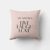 ライブ笑いラブ引用文ミニマルローズウォーターモダン クッション (裏面)