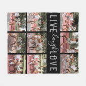 ライブ笑いラブ引用文写真コラージュ フリースブランケット (正面(横))