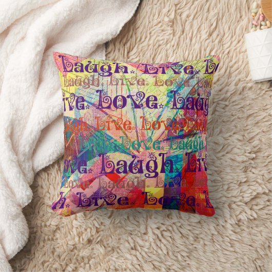 ライブ笑いラブ抽象芸術質感の格子模様 クッション (ブランケット)