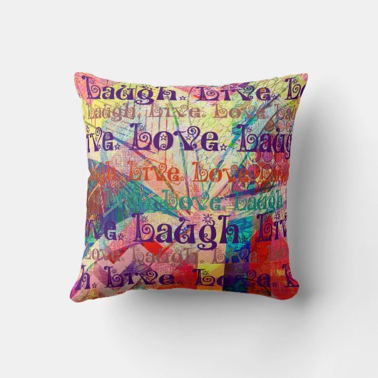 ライブ笑いラブ抽象芸術質感の格子模様 クッション (裏面)