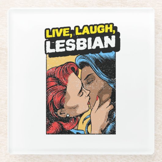 ライブ笑いレズビアン ガラスコースター (正面)