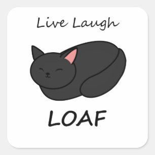 ライブ笑いローフ黒猫ステッカー スクエアシール