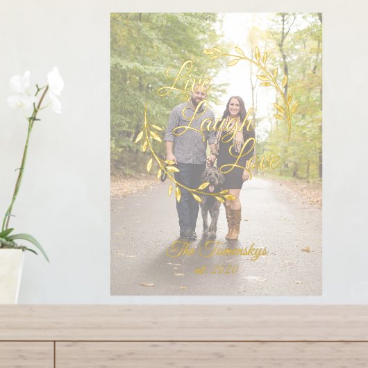 ライブ笑い愛の写真と家族の名前 箔ポスター (インサイチュ (サイドラック))