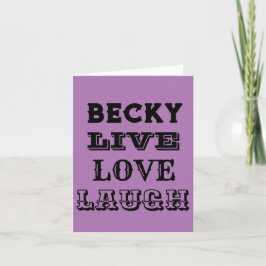 ライブ笑い愛の名前パープルカーモダンド ノートカード