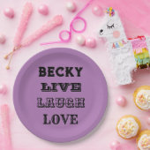 ライブ笑い愛の名前パープルモダン紙 ペーパープレート (パーティー)