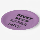 ライブ笑い愛の名前パープルモダン紙 ペーパープレート (アングル)