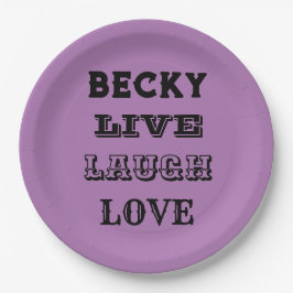 ライブ笑い愛の名前パープルモダン紙 ペーパープレート