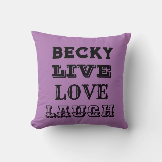 ライブ笑い愛の名前パープルモダン装飾用クッション クッション (正面)