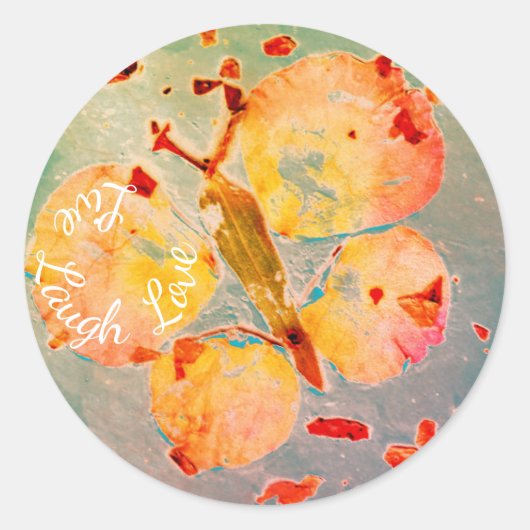 ライブ笑い愛アール素晴らしバタフライスティッカー ラウンドシール (正面)