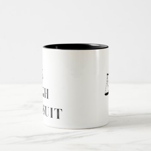 ライブ笑い訴訟、弁護士おもしろいマグ ツートーンマグカップ (中央)